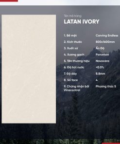 Gạch 800x1600 Ấn Độ Novocera mã LATAN IVORY Men Matt Carving Endless