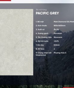 Gạch 800x1600 Ấn Độ Novocera mã PACIFIC GREY Men Matt Diamond DG
