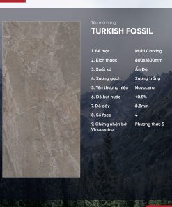 Gạch 800x1600 Ấn Độ Novocera mã TURKISH FOSSIL Men Matt Multi Caving