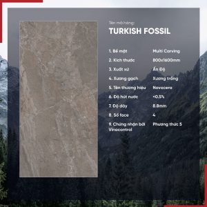 Gạch 800x1600 Ấn Độ Novocera mã TURKISH FOSSIL Men Matt Multi Caving