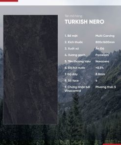 Gạch 800x1600 Ấn Độ Novocera mã TURKISH NERO Men Matt Multi Caving