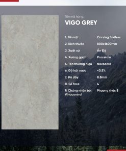 Gạch 800x1600 Ấn Độ Novocera mã VIGO GREY Men Matt Caving