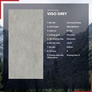 Gạch 800x1600 Ấn Độ Novocera mã VIGO GREY Men Matt Caving