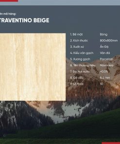 Gạch 80x80 Ấn Độ Novocera mã TRAVENTINO BEIGE Men Bóng