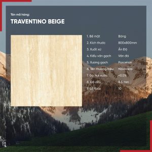 Gạch 80x80 Ấn Độ Novocera mã TRAVENTINO BEIGE Men Bóng