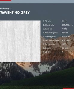 Gạch 80x80 Ấn Độ Novocera mã TRAVENTINO GREY Men Bóng