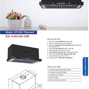 Máy Hút Mùi EUROFIRE mã EF-H04 TITANIUM