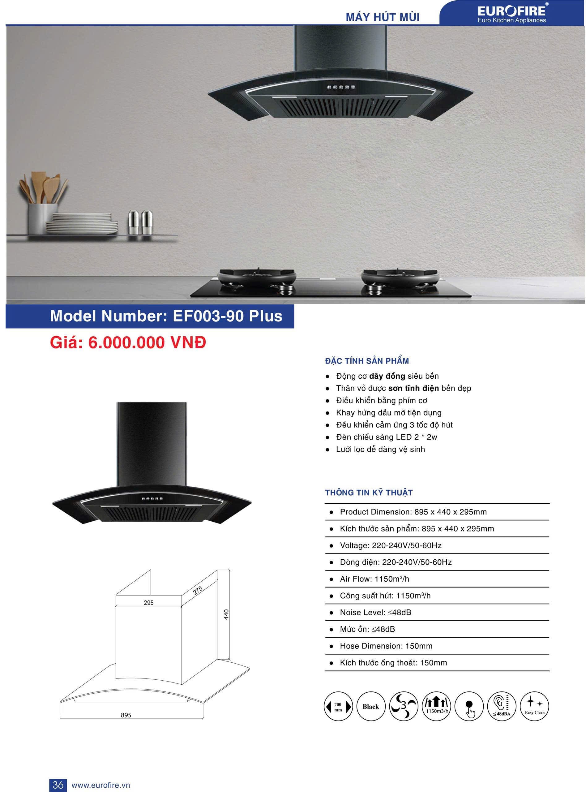 Máy Hút Mùi EUROFIRE mã EF003 - 90 PLUS