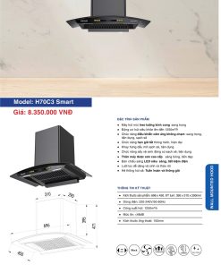 Máy Hút Mùi EUROFIRE mã H70C3 SMART
