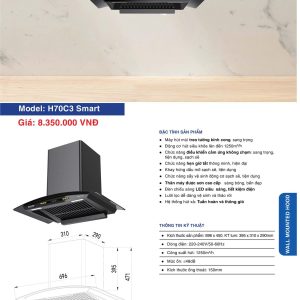 Máy Hút Mùi EUROFIRE mã H70C3 SMART