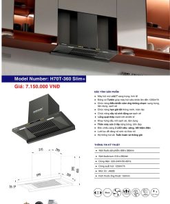 Máy Hút Mùi EUROFIRE mã H70T-360 SLIM+