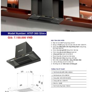 Máy Hút Mùi EUROFIRE mã H70T-360 SLIM+
