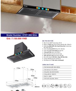 Máy Hút Mùi EUROFIRE mã H70T-360 SLIM