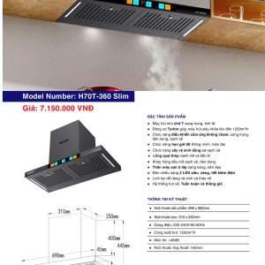 Máy Hút Mùi EUROFIRE mã H70T-360 SLIM