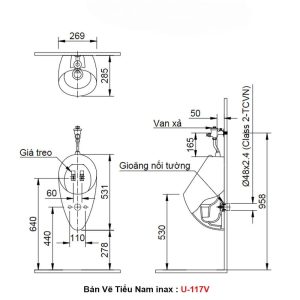 Tiểu Nam inax U-117V