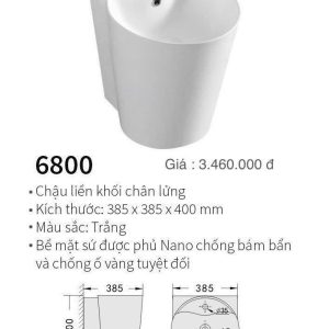 Chậu liền khối chân lửng Kolni mã 6800