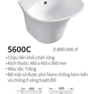 Chậu liền khối chân lửng Kolni mã 5600C