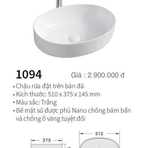 Chậu rửa đặt trên bàn đá Kolni mã 1094