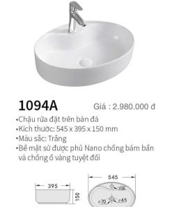 Chậu rửa đặt trên bàn đá Kolni mã 1094A
