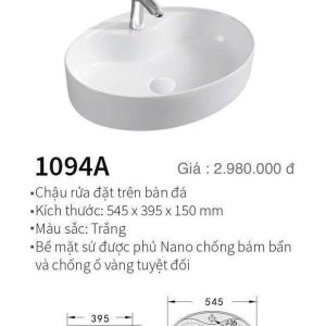 Chậu rửa đặt trên bàn đá Kolni mã 1094A